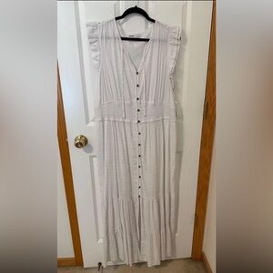 Sonoma White Button-Down Midi Dress
